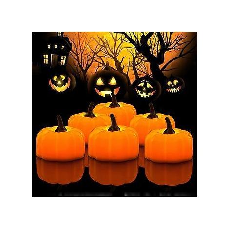 Lot de 12 citrouilles lumineuses LED SZTXJ, à piles, orange, pour Halloween. (1/2)