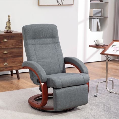 Drehbarer Relaxsessel mit Liegefunktion, separatem Fußstütze, Polyester grau HAVRYA (1/5)
