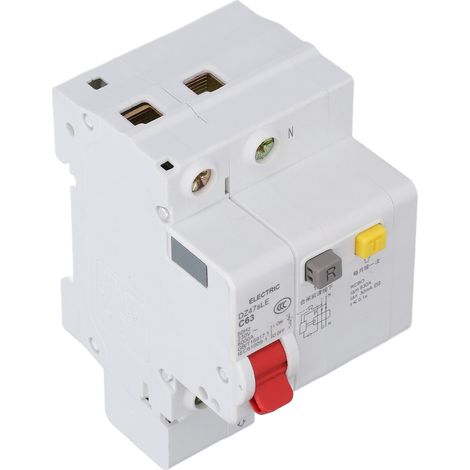Disjoncteur différentiel modulaire 1P+N 63A Courbe C DZ47sLE, 230V, montage sur rail DIN, protection contre les surcharges et fuites de courant, interrupteur automatique. (1/5)