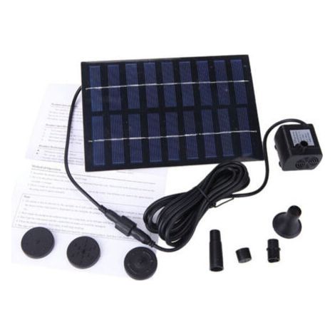 Lntyq Pompe de fontaine solaire, 9 V, 1,8 W, 165 l/h, panneau solaire PET, kit d'arrosage pour fontaine, bassin, piscine, jardin (1/5)