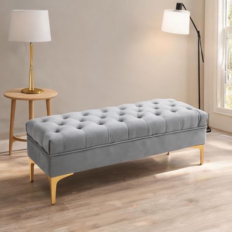 Table de chevet en bois velours mousse métal 118 x 45 x 42 cm (1/5)