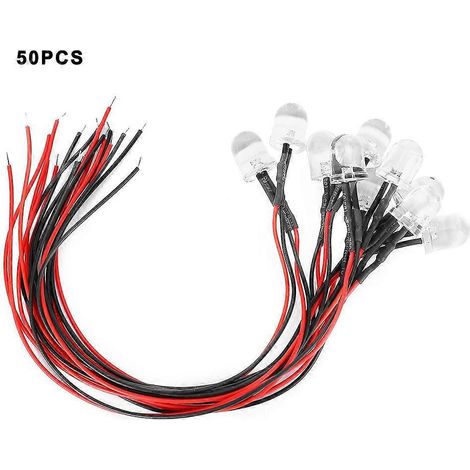 50 Stück 12V LED-Leuchtdioden, vorverdrahtet, 10 mm runder Kopf, orangefarbene Beleuchtung, DIY-Teile