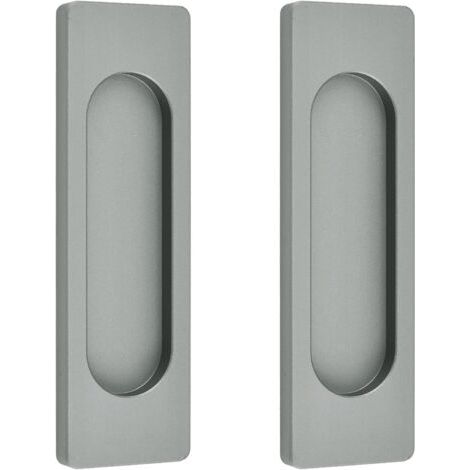 royaluxe-Lot de 2 poignées de porte coulissante rectangulaires auto-adhésives en alliage d'aluminium sans perforation pour porte de grange, fenêtres et armoires (gris mat, 100 mm) (1/4)