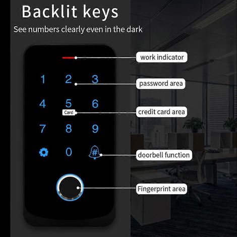Tuya App-Zugriffskontrolltastatur Bluetooth-Fernbedienung Schwarz