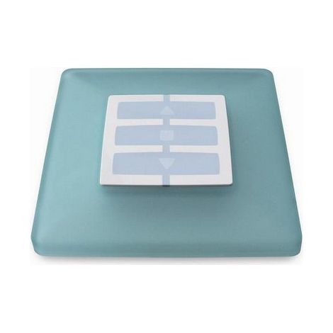 Nice – Support de télécommande émetteur mural carré vert d'eau – Plaque en verre d'eau 10mm – Compatible motorisations – Installation sans travaux