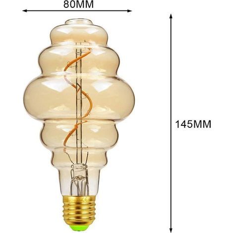 Ampoules LED vintage 4 W à intensité variable - Forme irrégulière,220/240 V - Vis Edison E27 - Spécialité ampoule décorative antique (Beehive) (1/3)
