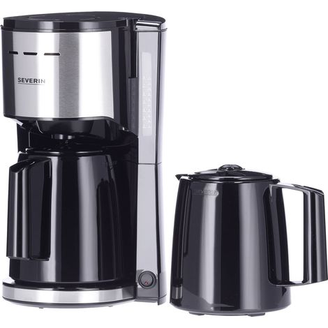 Severin KA 9308 Cafetière acier inoxydable (brossé), noir Nombre de tasse=8 verseuse thermofuge (1/5)