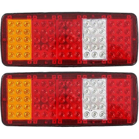 Lot de 2 feux arrière LED 24 V pour voiture, remorque, stop, frein, clignotants, compatible avec voitures, camions, camping-cars et caravanes (JXLGV) (1/5)