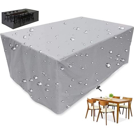 Telo di copertura per tavolo da giardino 210 x 140 x 80 cm, tessuto Oxford 210D, resistente ai raggi UV e alla polvere, telo rettangolare per mobili da giardino, grigio chiaro. (1/5)