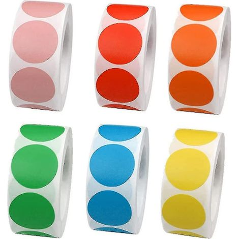 Autocollants Ronds Autocollants Auto-Adhésifs Ronds Pour Carnets Et Agenda 2 5 Cm 6 Couleurs 3000 Pièces (1/5)