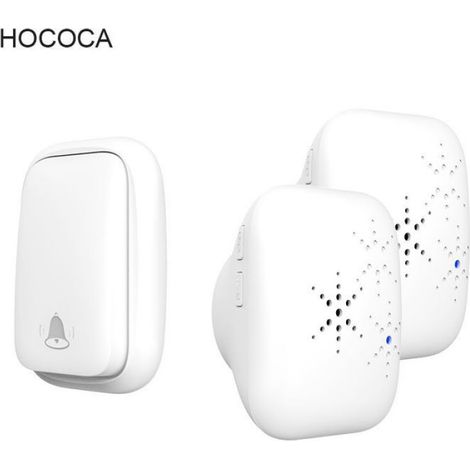 Sonnette de porte étanche sans batterie RF433,dispositif d'appel domestique,longue distance,haut Volume- White 1 key 2 bells