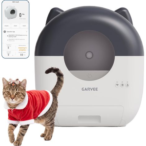 Litière autonettoyante pour chat connectée à l'application, jusqu'à 13 kg, silencieuse, protection anti-pincement, compatible avec la litière de bentonite (1/5)