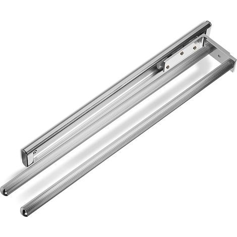 1 - Porte-Serviettes - Aluminium - Extensible Et Pivotant - Pour Salle De Bain Ou Cuisine - Chrome Poli - 45x73cm (1/5)