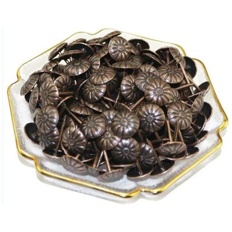 Bronze Clous Décoratifs Rétro Antiques Clous Décoratifs Clou Tapissier Décoratifs de Meubles Tacks pour Renforcer Et Décorer Canapés Lits Placards Murs Boiseries Bronze Rouge 11 x 16mm 100 Pièces (1/4)