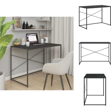 Schreibtische - Living Computertisch Schwarz 110x60x70 cm Holzwerkstoff (1/5)