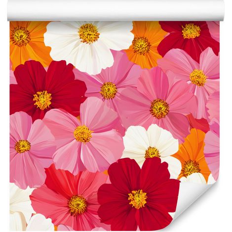 Papier peint Fleurs et Feuilles Rose poudré et Rose pour Salon et Chambre 50x1000 cm (1/5)