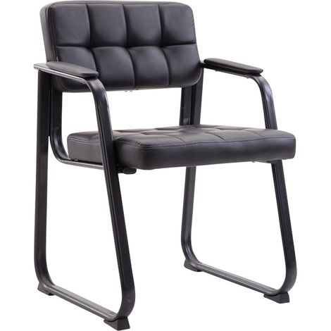 Silla de visita sillón de oficina sin ruedas sintético negro BUR10230 (1/4)