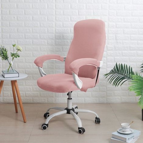 Funda para silla de oficina con funda para reposabrazos, funda elástica universal para silla de escritorio, L, rosa claro (1/5)