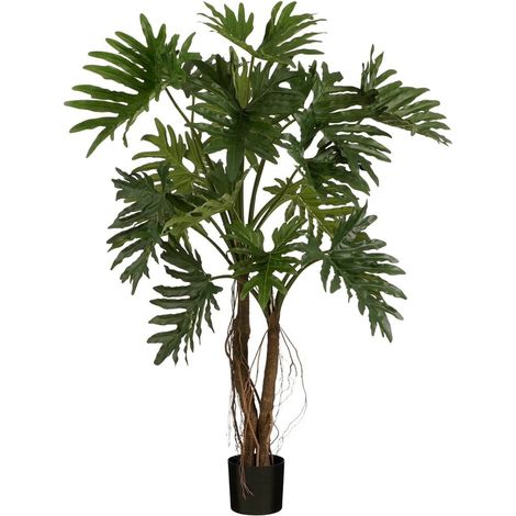 Plante Artificielle Philodendron avec Pot Plastique Noir H 140 cm Diamètre 110 cm Vert - PANGIVO (1/4)