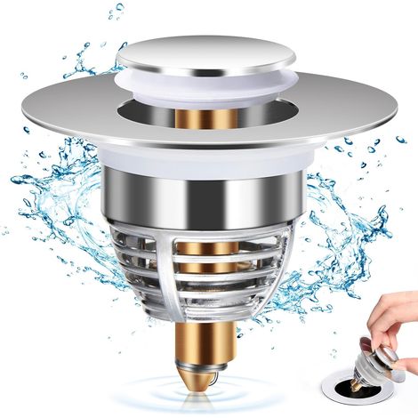 Tapón universal para fregadero, tapón de desagüe mejorado, tapón extraíble para fregadero, acelera el drenaje sin obstruir, apto para bañeras, cocinas y fregaderos (con orificios de desagüe de 34-40 m (1/5)