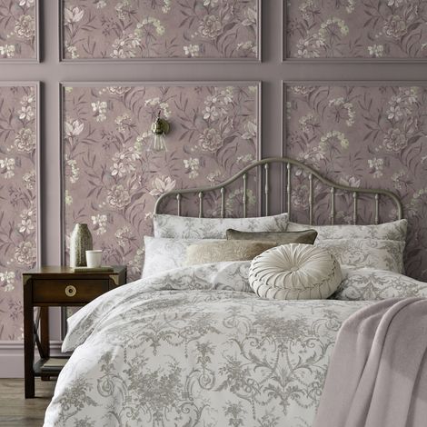 Papier peint intissé Laura Ashley Blairmore Floral Grape 1005 x 52cm Vieux rose