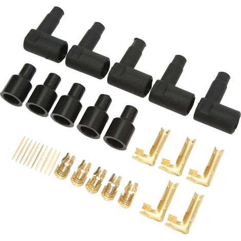Kit de 30 cosses en caoutchouc noir pour câbles de bougies d'allumage, compatibles avec les câbles de 6 à 10 mm. (1/5)