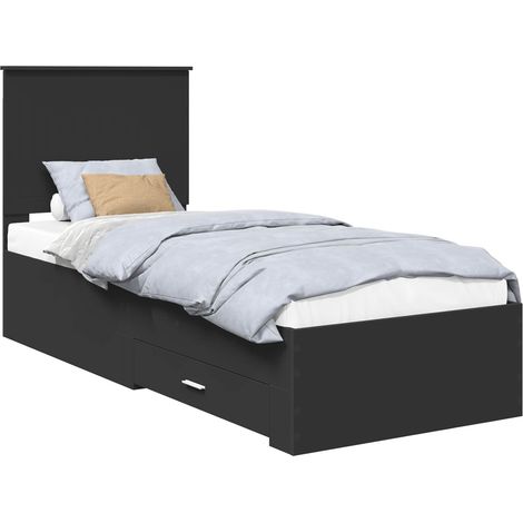 Bed Frame Black and Silver 70 x 190 cm Engineered Wood vidaXL