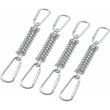Tension Spring Buckle Awning Fixing - Shade Sail Fixings Accessories Stainless Steel with 4 Coil Springs 8 Carabiners for Tents Awnings Camping, 4 Pcs,SEMAket (1/5)