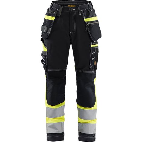Pantalon de travail haute visibilité stretch femme classe 1 femme 7196 - Noir/Jaune XS - FR(34) - SE(C32) - Standards