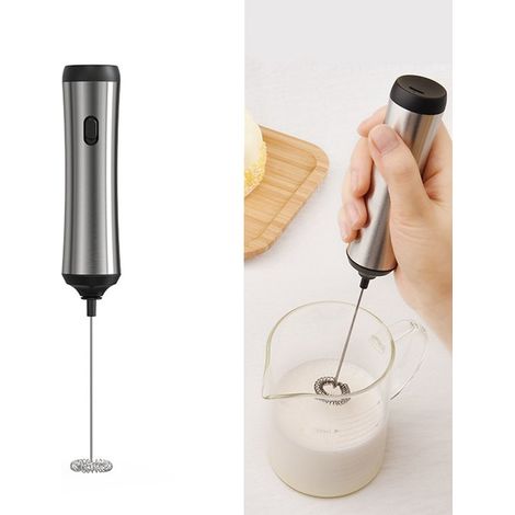 Montalatte elettrico, montalatte manuale, montalatte in acciaio inox, 23,7 x 6,8 cm, ricaricabile, supporto non incluso (1/5)
