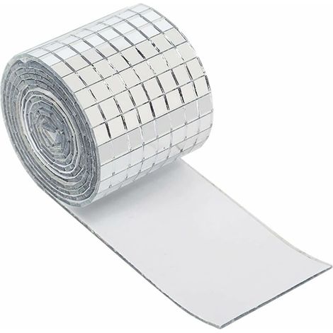 Mosaïque Miroirs Autocollants, Mini Miroirs Autocollants en Verre Véritable, Carreaux Carrés de Verre, Applicable à Artisanat, Décoration Murale(Argent) (1/5)
