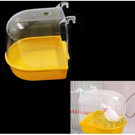 Baignoire D'Oiseau BoîTe Bain Jouet - Suspendu Perruche Baignoires Pour Oiseaux Perroquets Avec Crochets Nourrisseur Plupart Des Cages Cage Animaux Perruches Douche Suspendue Canaris 1 PièCe