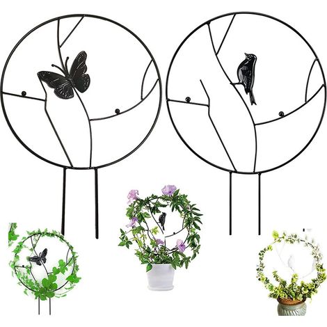 Traliccio metallico per interni per piante rampicanti, supporto decorativo per esterni per piante rampicanti, piccolo traliccio per piante in vaso, perfetto per viti, edera e pothos (Black Butterfly