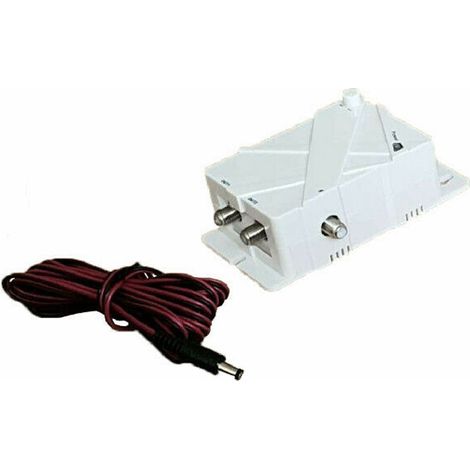 Amplificateur TV 30dB 12/24V – 1 entrée 2 sorties – Contrôle de gain 5-20dB – Pour antennes TNT omnidirectionnelles – Installation rapide – M-E