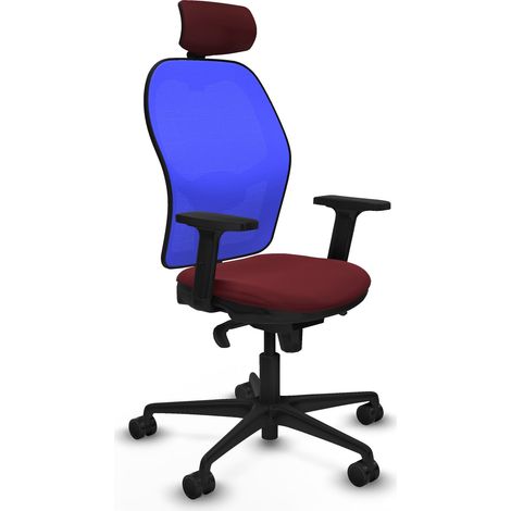 Jorquera sincro malla azul similpiel granate brazos 2D base nailon cabecero 2D ruedas 65mm nailon (1/5)