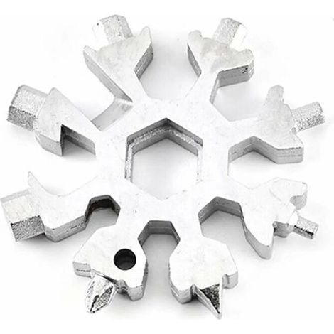 18 in 1 Snowflake Multifunction Tool Almighty Tool - Snowflake Shaped Screwdriver / Bottle Opener / Keychain (Silver) (1/5)