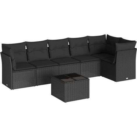 Maison Exclusive - Set Divani da Giardino con Cuscini 7pz Nero Polyrattan