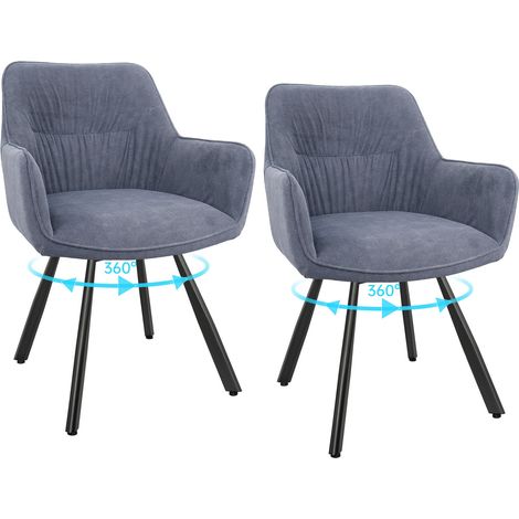 LEWE Lot de 2 Chaise Pivotante à 360°, Chaise Salle à Manger Scandinave, Fauteuil de Cuisine en Velours, Gris
