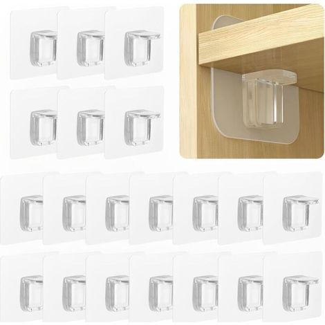 Bardusch-Lot de 20 supports muraux adhésifs sans perforation - Support mural fixe - Planches de support triangulaires (1/4)
