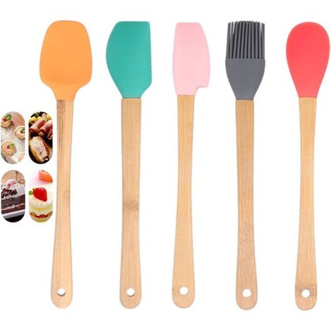 Juego de 5 mini utensilios de cocina de silicona para aperitivos y repostería (1/5)
