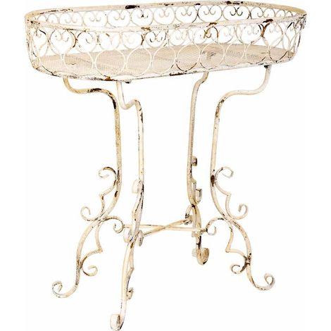 Soporte macetero de hierro blanco 86x38x84h cm (1/5)