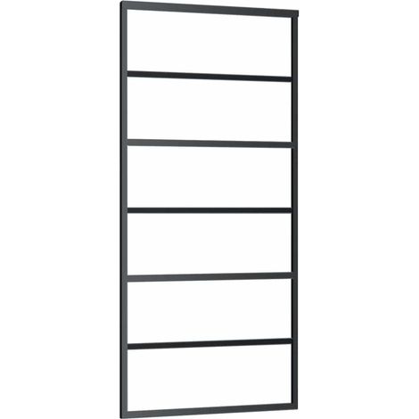 vidaXL Schiebetür Glas ESG und Aluminium 90x205 cm Schwarz