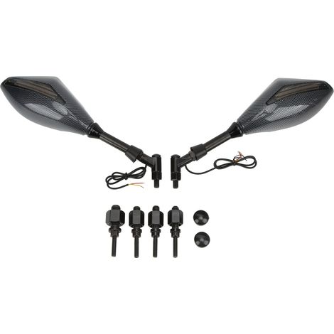 Rétroviseur Moto Arrière avec Clignotant LED pour Ducati Monster 600 750, Paire Gauche Droite, Style Fibre de Carbone (1/5)