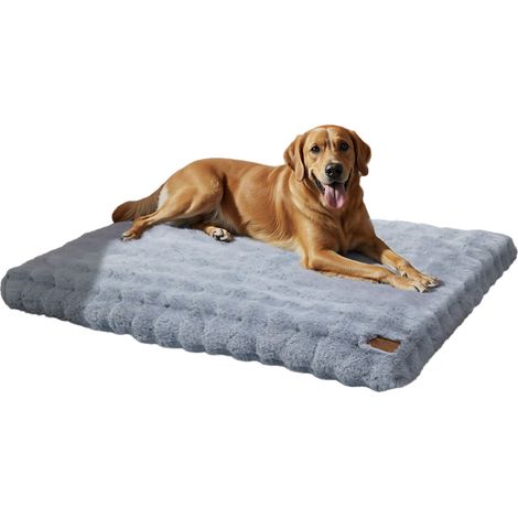 Tapis pour Chien Orthopédique Confortable avec Tissu Peluche Doux, Coussin Chien Déhoussable et Lavable en Machine pour Animaux de Compagnie - Gris 130x110x12cm