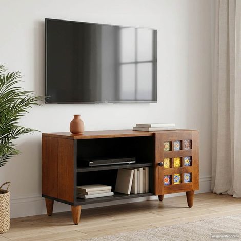 vidaXL Mobile TV Noce 80 x 33 x 46 cm Legno di mango massello