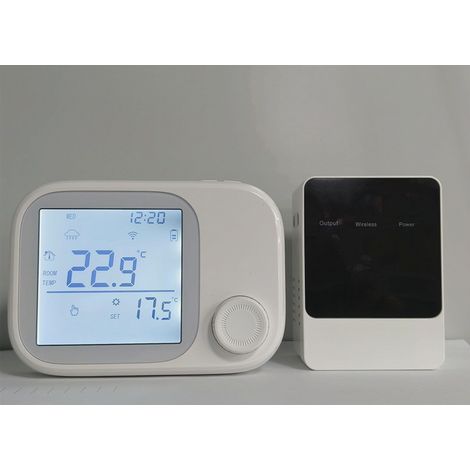 Thermostat Intelligent Sans Fil WITH6 pour Chaudière Murale à Gaz, Récepteur RF433 avec Prise, Contrôle de Température Intérieur Un-à-Un