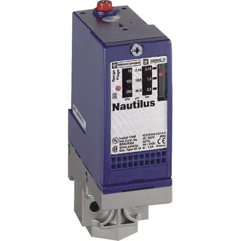 Telemecanique XMLA035A2S11 Differenzdrucksensor 35bar max, für Luft, Süßwasser, Hydraulikflüssigkeit, Meerwasser (1/2)