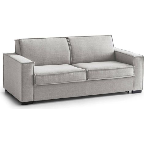 Talamo Italia Festes Sofa Sole, Großes 2-Sitzer-Sofa, 100% Made in Italy, Wohnzimmersofa aus Stoff, mit schmalen Armlehnen, Cm 180x95h90, Grau