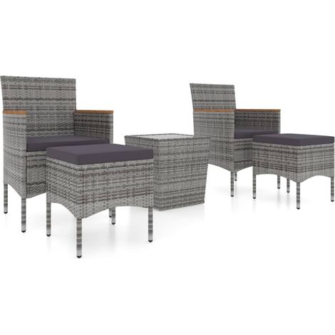 Maison Exclusive - 5-tlg. Garten-Bistro-Set Poly Rattan und Hartg