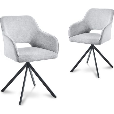 Lot de 2 chaises pivotantes design en velours gris clair CIEL (1/5)